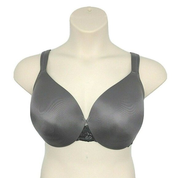 Cacique Lane Bryant Womens Bra Smooth Satin Full Coverage w/ Lace 42DD Gray - Picture 1 of 10